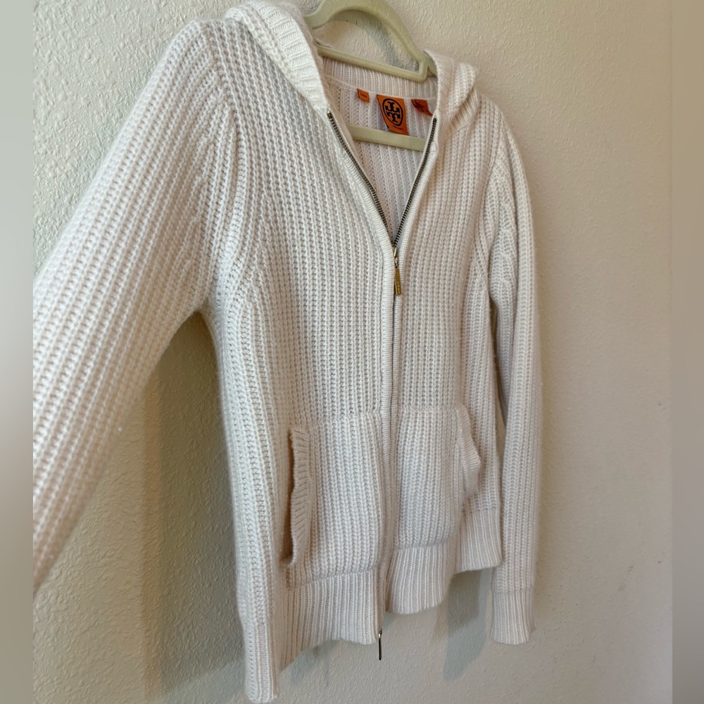 Tory Burch Cream Hooded Sweater - Picture 5 of 9